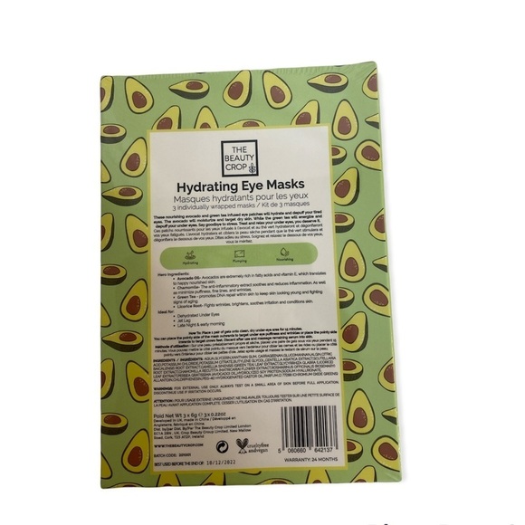 The beauty crop avocado hydrating eye mask 3 pairs new - Picture 2 of 2